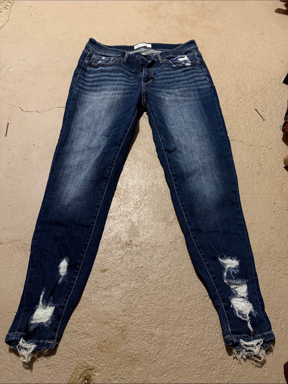BKE Women's Dark Blue Distressed Skinny Jeans